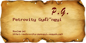 Petrovity Gyöngyi névjegykártya